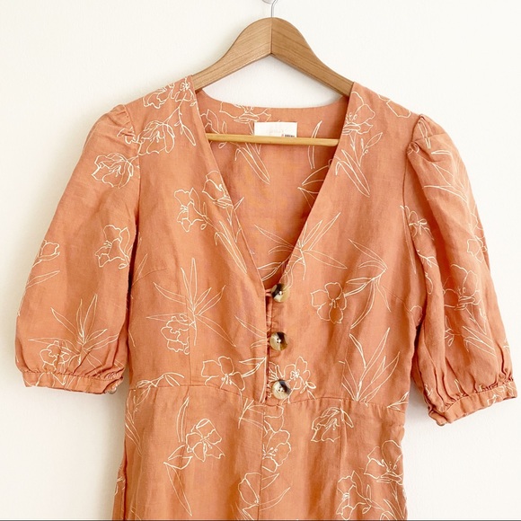 Capulet Isalina Oleander Floral Printed Linen Cropped Jumpsuit Coral S NWOT - Picture 4 of 16